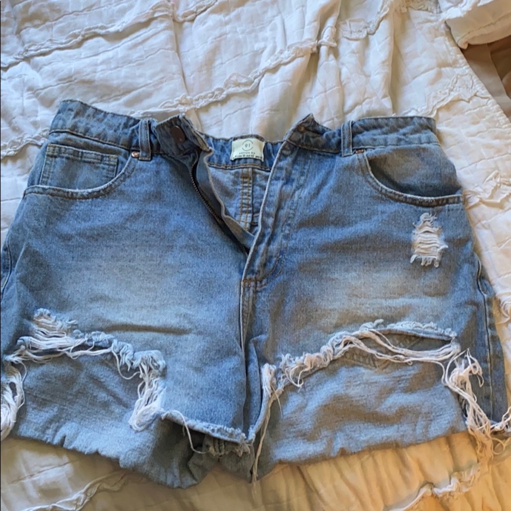 High waisted jean shorts